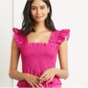 HILL HOUSE HOME
Paz Smocked Ruffle Linen Top (101)